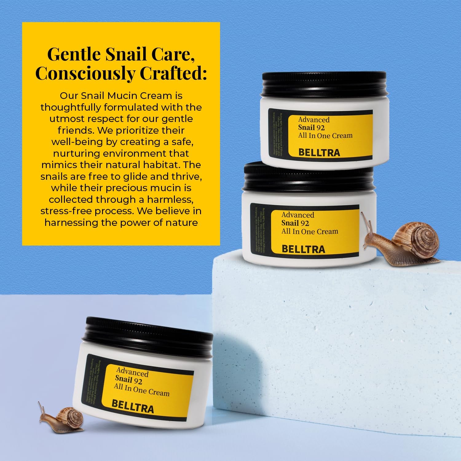 Snail Mucin 92% Moisturizer 3.52Oz/ 100G, Daily Repair Face Gel Cream for Dry, Sensitive Skin Snail Facial Skin Care Products KB Skincare Korean Skincare