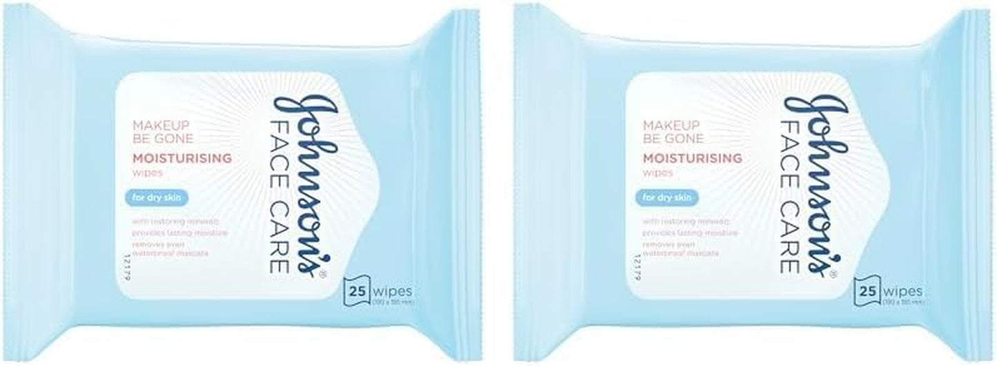 Johnson’S Make-Up Be Gone 5-In-1 Moisturising Cleansing Wipes, Gently Remove up to 99% of Makeup, Including Waterproof Mascara, Pack of 25 Wipes