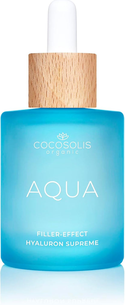 AQUA Filler-Effect Hyaluron Supreme Facial Serum with 8 Types of Hyaluronic Acid and Aquaxyl™, Vegan Anti-Age Day Care with Ultra Hydration