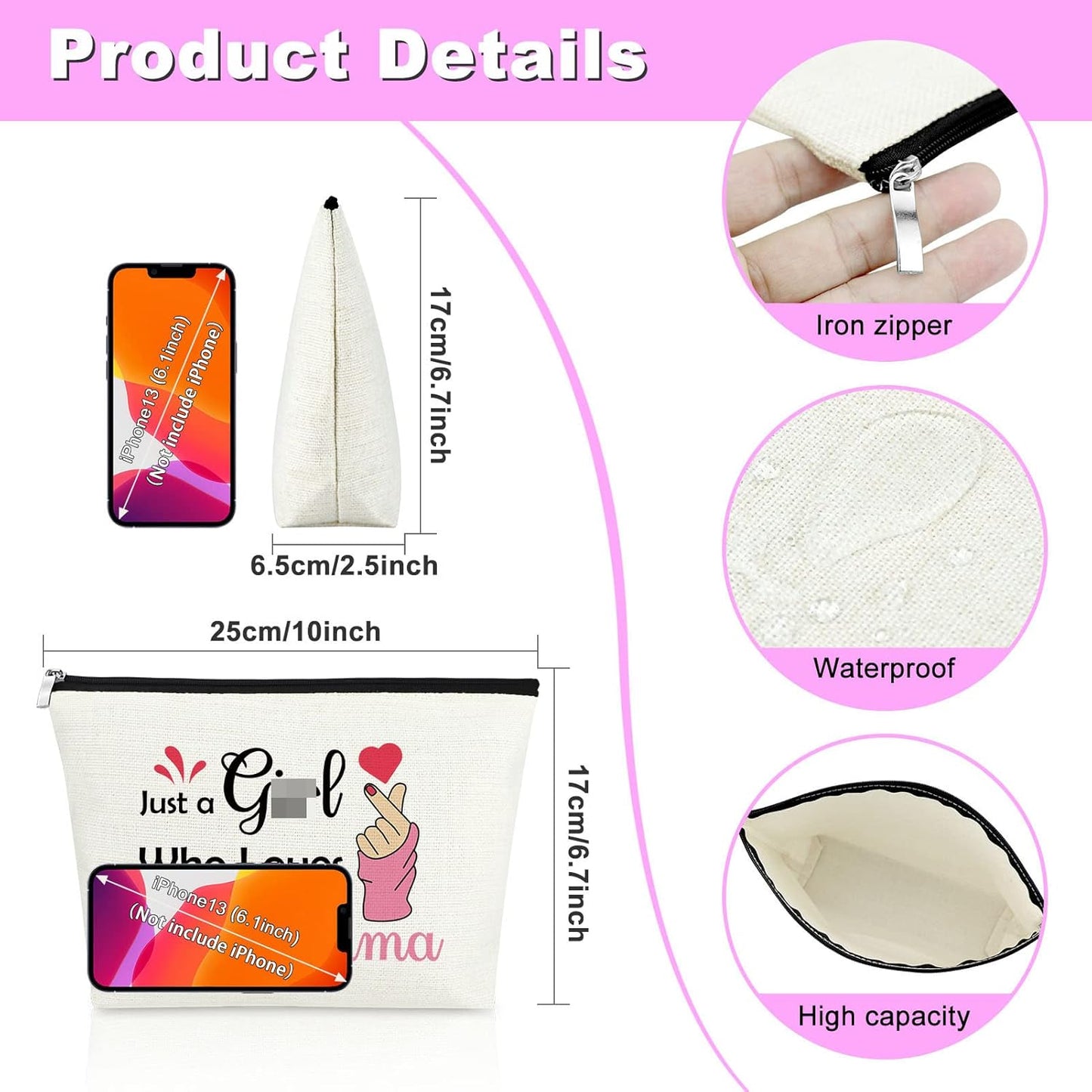 Korean Drama Gifts for Women Makeup Bag Birthday Gifts for K Drama Lovers Cosmetic Bag for K Pop Lovers Fans Thanksgiving Christmas Retirement Present Travel Pouch White