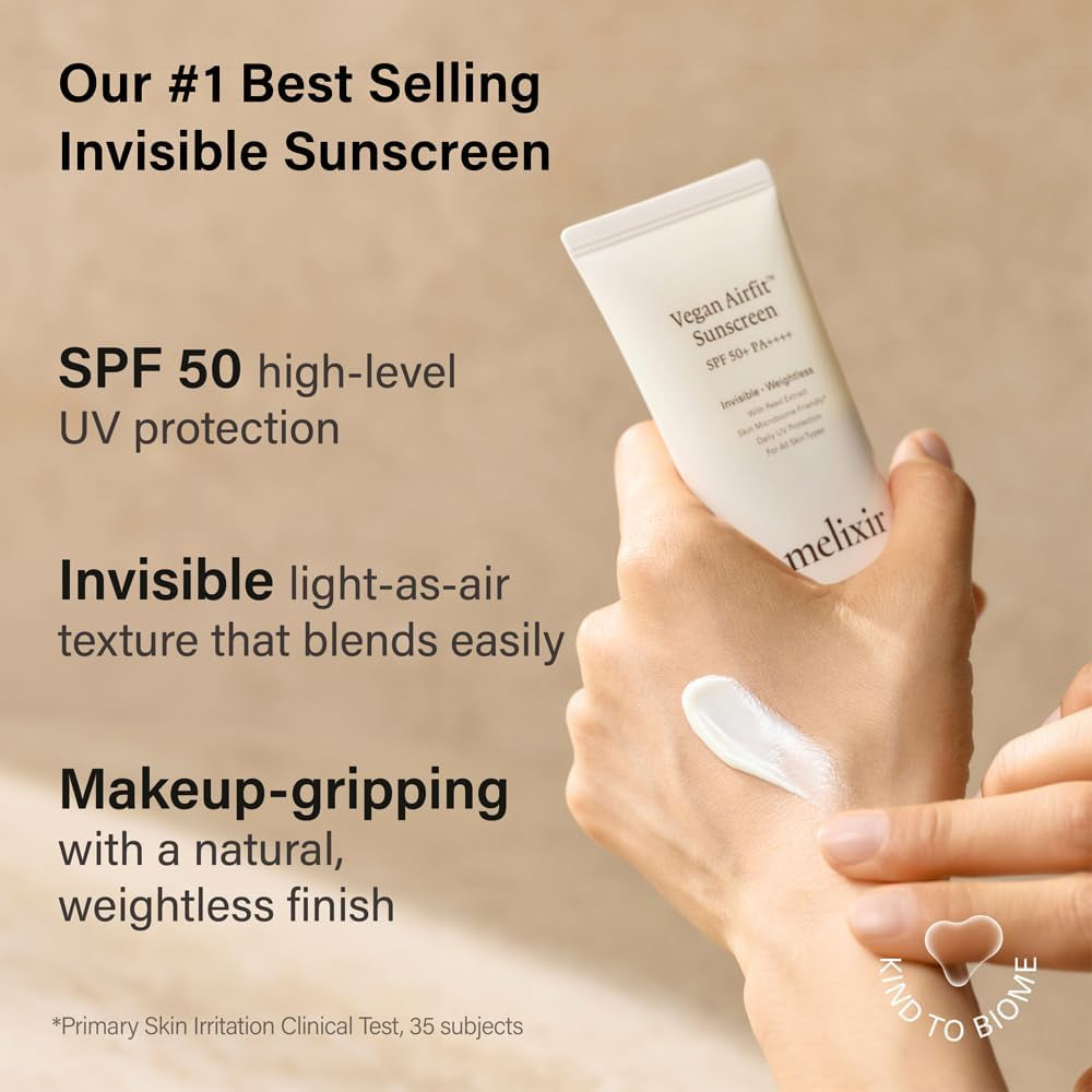 Vegan Airfit™ Sunscreen SPF 50+ PA++++, Korean Face Sun Lotion, Moisturizing Daily Protection for Sensitive Skin, No White Cast, Lightweight, Soothing & Hydrating Skincare, Reef Safe (50Ml)