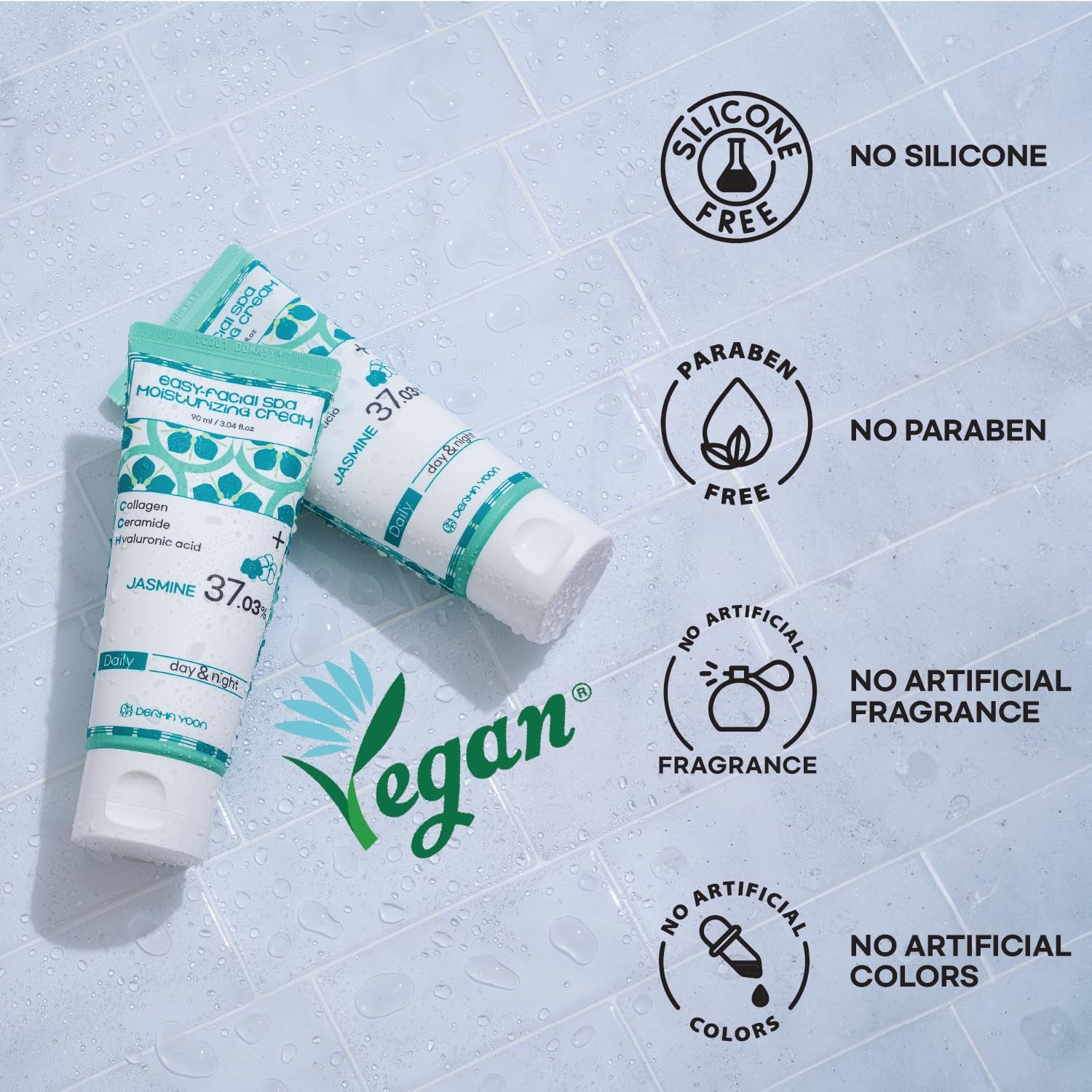 Jasmine 37% Daily Moisturizer, Face Cream, 3 Ounce, Easy-Facial Spa Moisturizing Cream, 90Ml, Korean Skincare