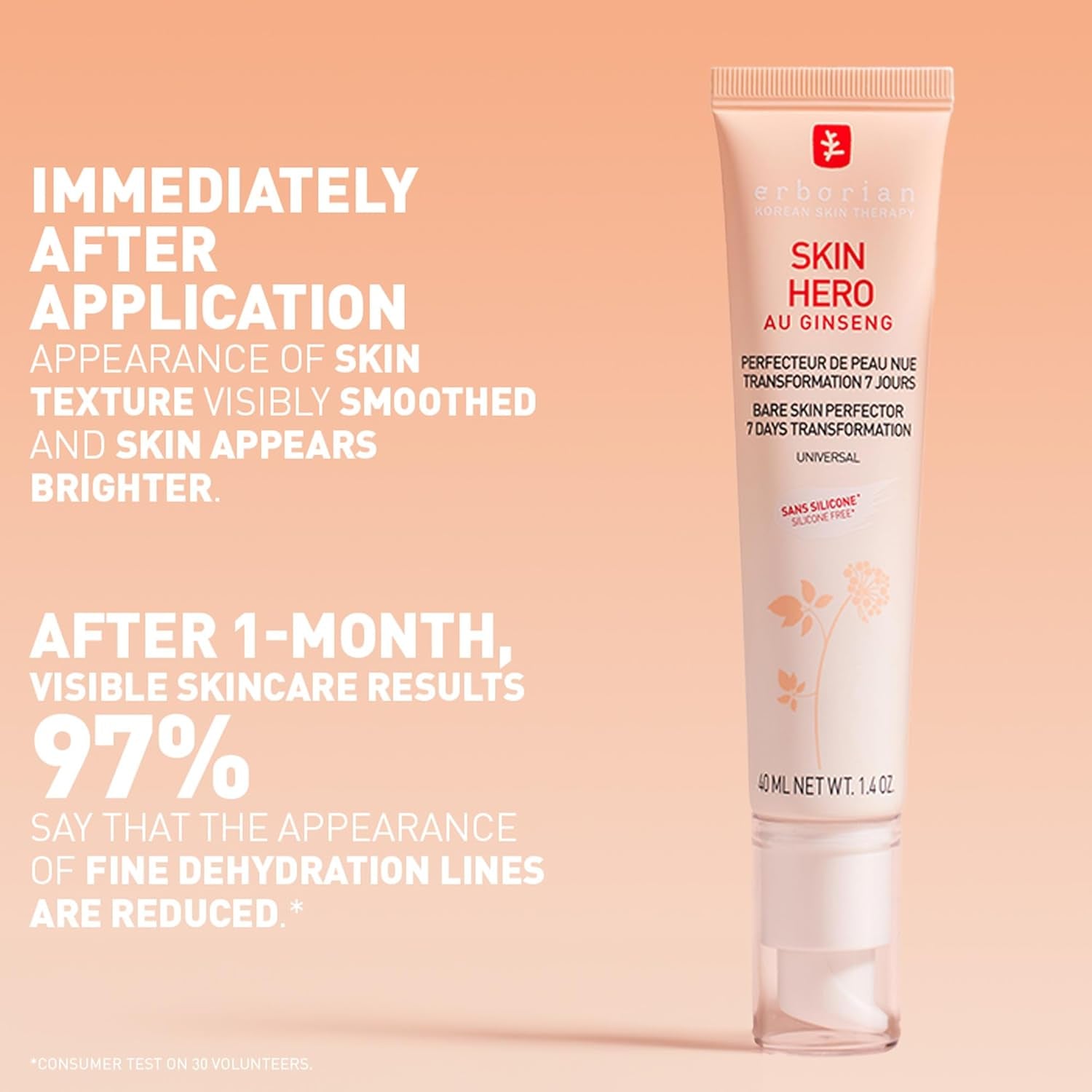 Skin Hero with White Ginseng, Facial Concealer and Makeup Primer - Non-Tinted Bare Skin Perfecting Face Moisturizer Smooths, Blurs & Illuminates Skin - Silicone Free Korean Skincare