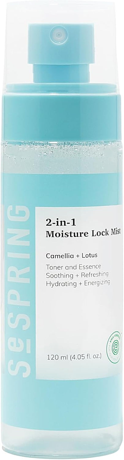 2-In-1 Moisture Lock Mist, Facial Toner & Essence, Korean Skin Care, Formulated with Camellia and Lotus, Korean Toner, Clean Beauty, Vegan, Cruelty Free, and Paraben Free (4.05 Fl Oz)