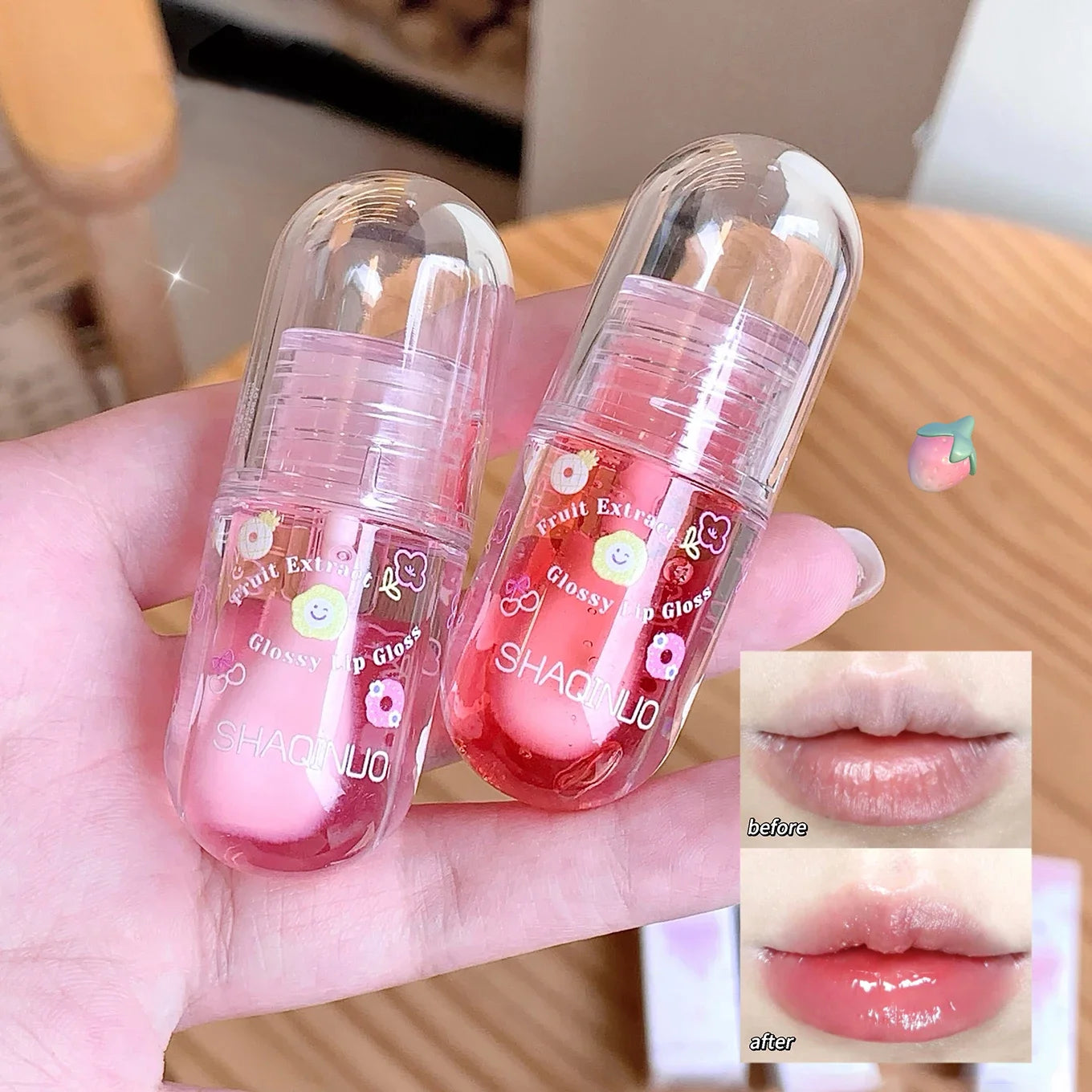 Moisturizing Fruit Lip Oil Transparent Jelly Water Light Lip Gloss Korean Sexy Clear Lips Tint Plumping Korean Lip Care Makeup