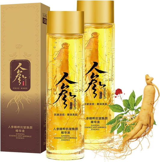 Ginseng Extract Liquid,Ginseng Extract Anti-Wrinkle Original Serum Oil,Korean Red Ginseng Polypeptide anti Aging Essence,Ginseng Moisturizer,Reduces Wrinkles,Improves Sagging (2Pcs)
