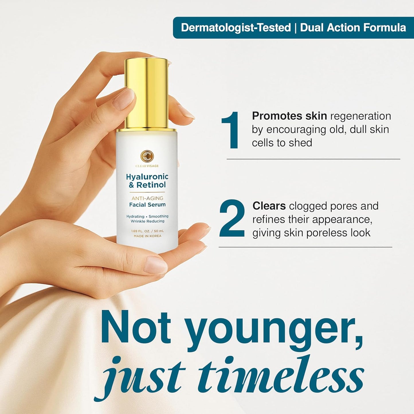 Hyaluronic Acid Serum for Face - Dermatologist Tested Hya & Retinol Ultra Hydrating Serum - Anti-Aging, Radiant Glowing Complexion, Wrinkle Reduction - Clean Beauty Korean Skin Care