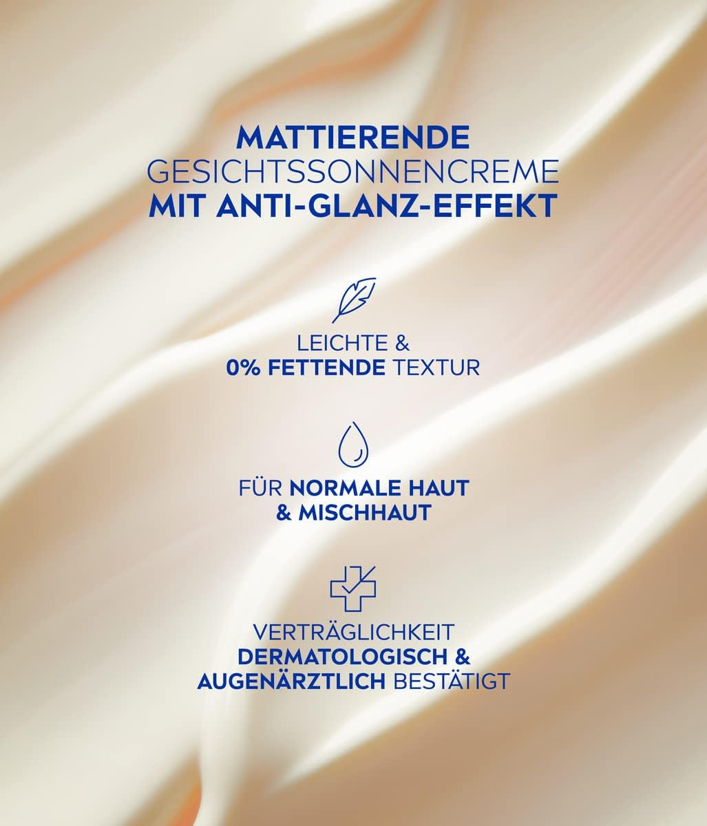 NIVEA SUN Face Cream SPF 50 - Ultimate Sun Protection & Mattifying Finish in a 50ml Tube
