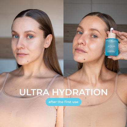 AQUA Filler-Effect Hyaluron Supreme Facial Serum with 8 Types of Hyaluronic Acid and Aquaxyl™, Vegan Anti-Age Day Care with Ultra Hydration