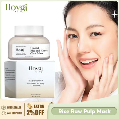 Revitalize Your Skin with the Hoygi Rice Raw Pulp Moisturizing Mask - Fade Dark Spots & Hydrate for Sensitive Skin