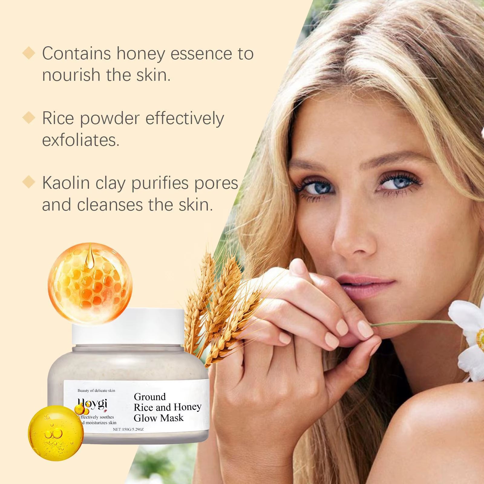 Revitalize Your Skin with the Hoygi Rice Raw Pulp Moisturizing Mask - Fade Dark Spots & Hydrate for Sensitive Skin