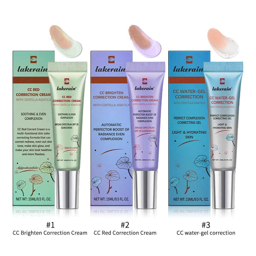 3Pcs CC Cream Color Changing Liquid Foundation Centella Korean High Coverage Foundation Foundation Cream for Face Base Makeup