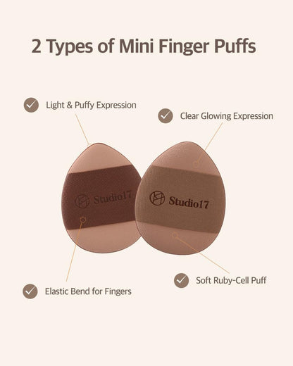 Flat Foundation Brush & Small Puff Set | Small Makeup Brush Set with 4 Mini Sized Puffs | Kit for Liquid Foundation Makeup for Base | 0.06Mm Micro Synthetic Bristle & Case Pack Included