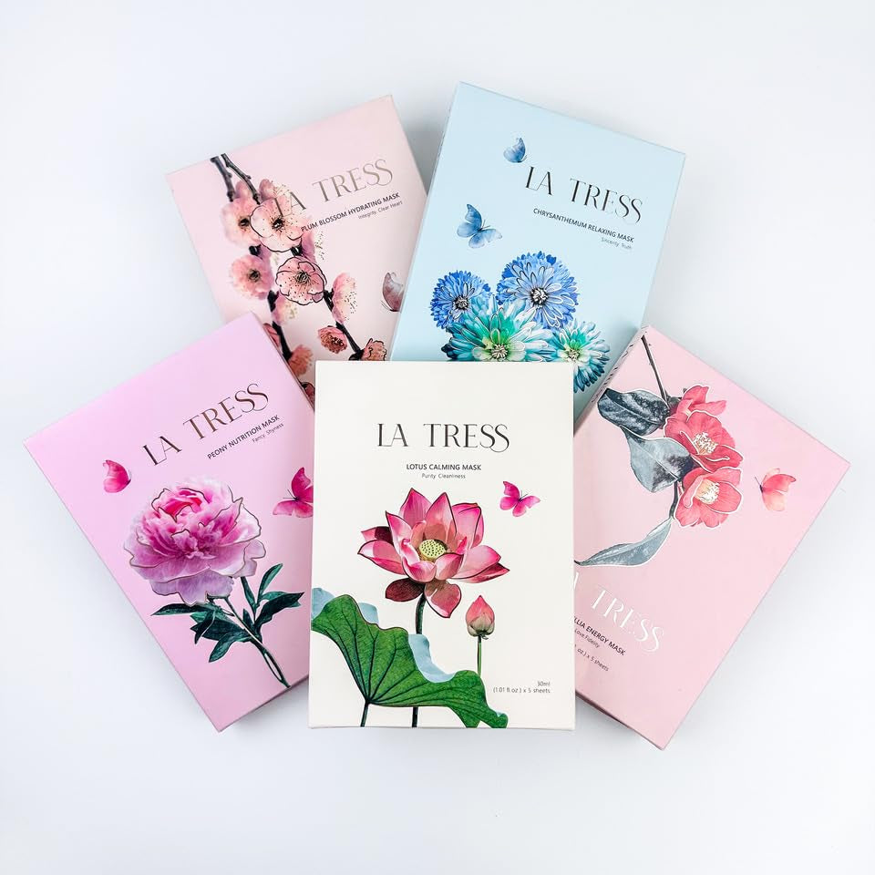 Plum Blossom Hydrating Korean Face Mask, Korean Beauty Skin Care (5 Sheets)