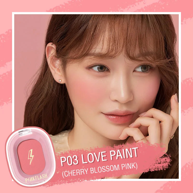 PINKFLASH Makeup Blush Matte Sun-Finish Long Lasting Face Blusher Contour Powder Beauty Peach Pink Korean Makeup Blush